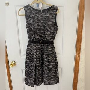 Tahari Black and Gray Textured Dress